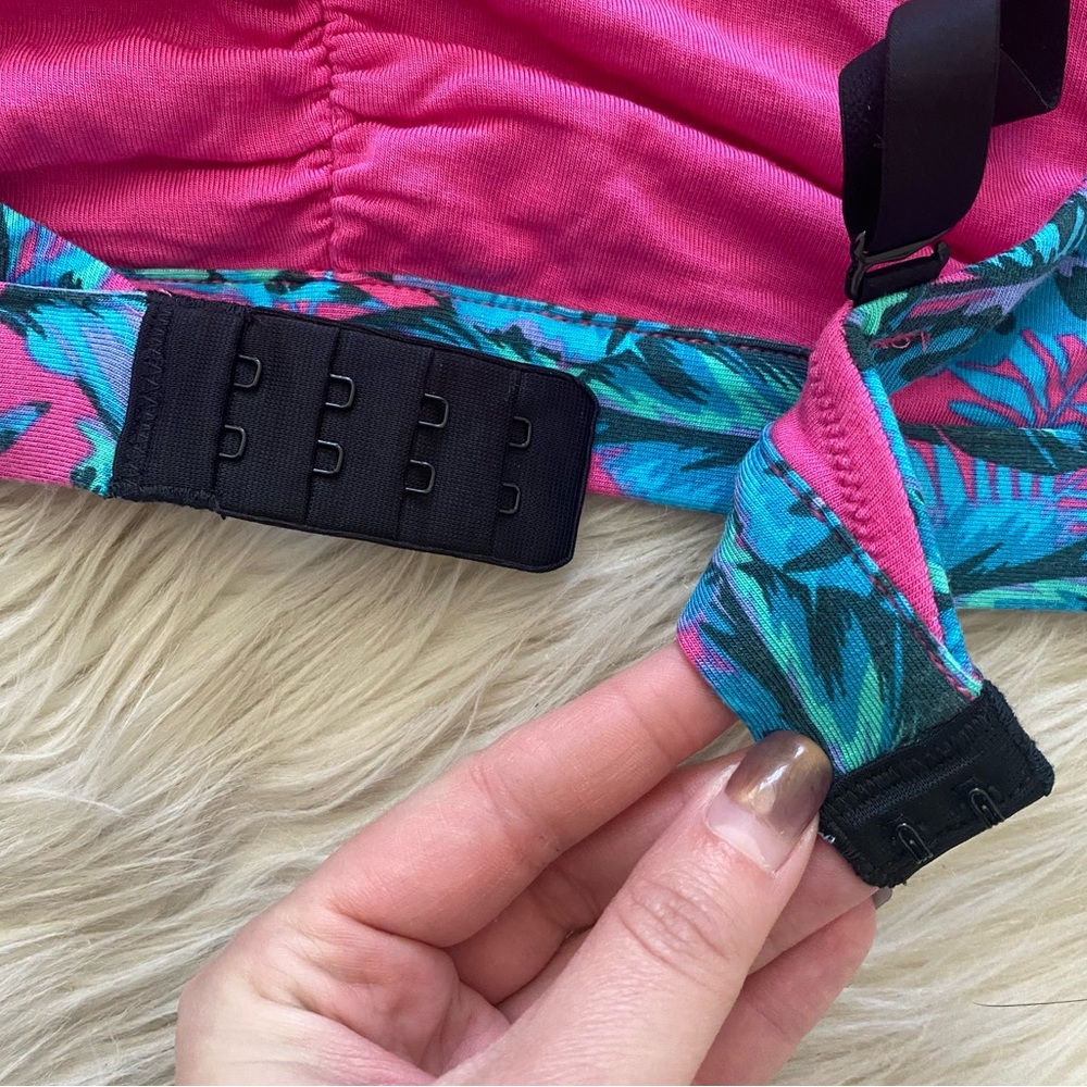 MeUndies Tropical Leaf Bralette in Pink & Teal - Picture 7 of 9